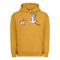 Pigment Peanut Butter stork with baby girl Urban Hoodie - BarkalooDesign