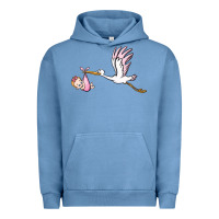 Pigment Pebble Blue stork with baby girl Urban Hoodie - BarkalooDesign