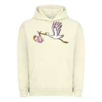 Pigment Pistachio stork with baby girl Urban Hoodie - BarkalooDesign