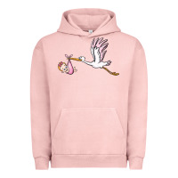 Pigment Salmon stork with baby girl Urban Hoodie - BarkalooDesign