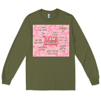 Army Green i am enough with glitter Long Sleeve Tee - TumblerDesignByShophia