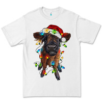 White highland cow calf with christmas lights Premium Tee - RanaPortraitStore