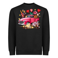 Black Valentine's Day Truck Farm Animals Heavyweight Sweatshirt - FaDigitalArtStudio