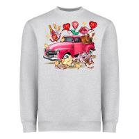 Heather Grey Valentine's Day Truck Farm Animals Heavyweight Sweatshirt - FaDigitalArtStudio