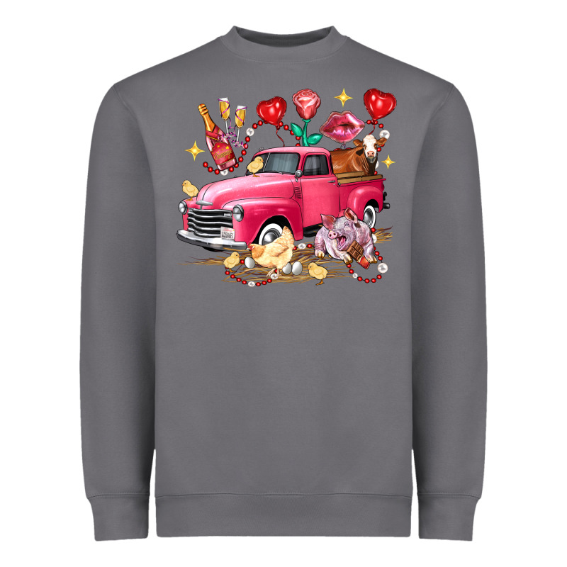 Valentine's Day Truck Farm Animals Heavyweight Sweatshirt by FaDigitalArtStudio | Teevron