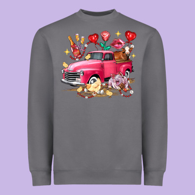 Valentine's Day Truck Farm Animals Heavyweight Sweatshirt Designed By Fadigitalartstudio