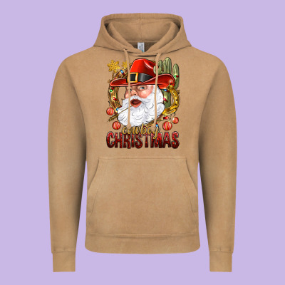 Cowboy Christas Santa Vintage Hoodie Designed By Nancycooperartshop