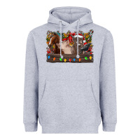 Heather Grey festive farmyard gathering Heavyweight Hoodie - CowhideDigitalArt