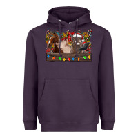 Plum festive farmyard gathering Heavyweight Hoodie - CowhideDigitalArt