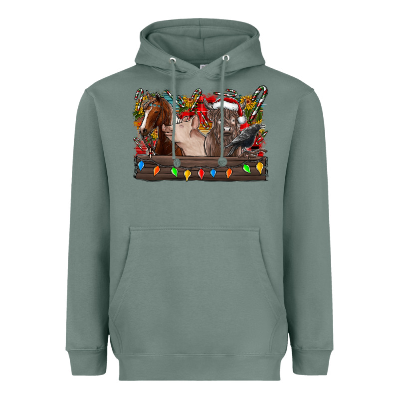 Festive Farmyard Gathering Heavyweight Hoodie by CowhideDigitalArt | Teevron