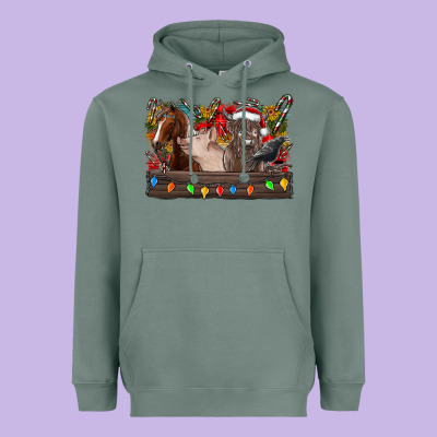 Festive Farmyard Gathering Heavyweight Hoodie Designed By Cowhidedigitalart