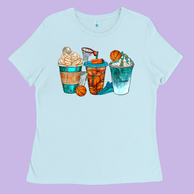 Basketball Coffee Cups Bbs Ladies Tee Designed By Bundleandbundleshop