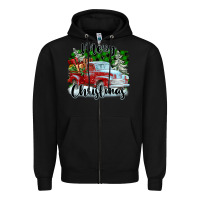 Black Merry Christmas Truck With Gifts Zipper Hoodie - FaDigitalArtStudio