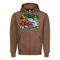 Chestnut Merry Christmas Truck With Gifts Zipper Hoodie - FaDigitalArtStudio