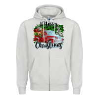 Dove Grey Merry Christmas Truck With Gifts Zipper Hoodie - FaDigitalArtStudio