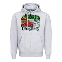 Heather Grey Merry Christmas Truck With Gifts Zipper Hoodie - FaDigitalArtStudio