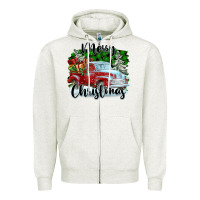 Oatmeal Heather Merry Christmas Truck With Gifts Zipper Hoodie - FaDigitalArtStudio