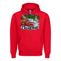 Red Merry Christmas Truck With Gifts Zipper Hoodie - FaDigitalArtStudio