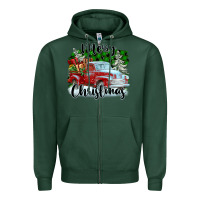 Sports Green Merry Christmas Truck With Gifts Zipper Hoodie - FaDigitalArtStudio