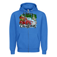 True Royal Merry Christmas Truck With Gifts Zipper Hoodie - FaDigitalArtStudio
