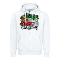 White Merry Christmas Truck With Gifts Zipper Hoodie - FaDigitalArtStudio