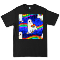Black Pride lgbtq ghosts and heart with rainbow seamless Premium Tee - BundleAndBundleShop