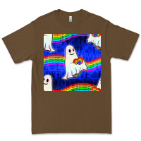 Cacao Pride lgbtq ghosts and heart with rainbow seamless Premium Tee - BundleAndBundleShop