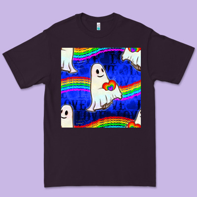 Pride Lgbtq Ghosts And Heart With Rainbow Seamless Premium Tee Designed By Bundleandbundleshop