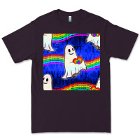 Plum Pride lgbtq ghosts and heart with rainbow seamless Premium Tee - BundleAndBundleShop