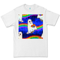 White Pride lgbtq ghosts and heart with rainbow seamless Premium Tee - BundleAndBundleShop