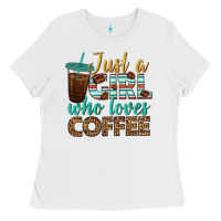 White just a girl who loves coffee Ladies Tee - BundleAndBundleShop