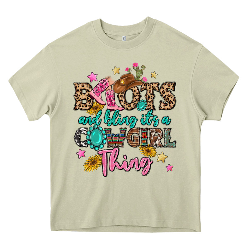 Boots And Bling It's A Cowgirl Thing Heavy Core Tee by MaliasSmallBusiness | Teevron