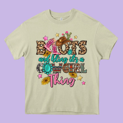 Boots And Bling It's A Cowgirl Thing Heavy Core Tee Designed By Maliassmallbusiness