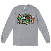Heather Grey Soccer coffee cups Long Sleeve Tee - HowdyJamesFarm