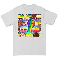 Dove Grey Pride lgbtq hands with cowhide seamless pattern Premium Tee - BundleAndBundleShop