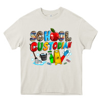 Cream school custodian Heavy Core Tee - NancyCooperArtShop