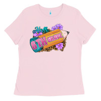 Bubblegum Pink hello 6th grade Ladies Tee - RanaPortraitStore
