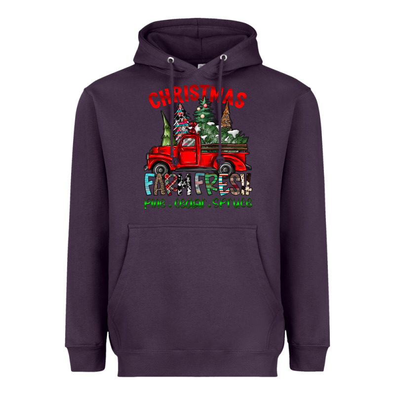 Christmas Tree Farm Truck Heavyweight Hoodie by CowhideDigitalArt | Teevron
