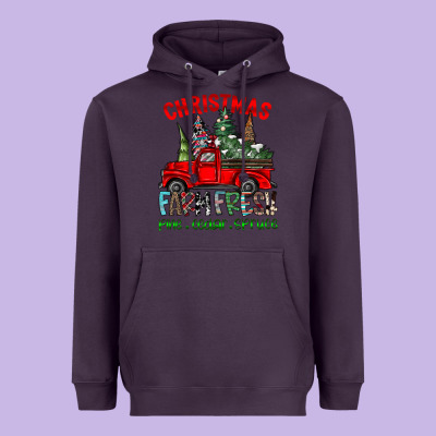 Christmas Tree Farm Truck Heavyweight Hoodie Designed By Cowhidedigitalart