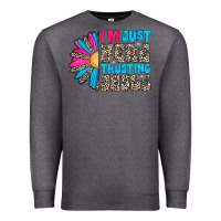 Charcoal Heather im just here trusting jesus Premium Sweatshirt - CowhideDigitalArt