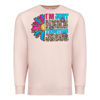 Pale Pink im just here trusting jesus Premium Sweatshirt - CowhideDigitalArt