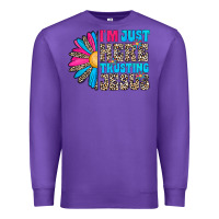 Purple im just here trusting jesus Premium Sweatshirt - CowhideDigitalArt