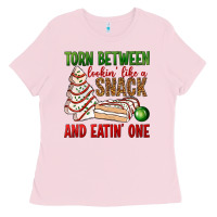 Bubblegum Pink torn between lookin' like a snack and eatin' one bbs Ladies Tee - BundleAndBundleShop