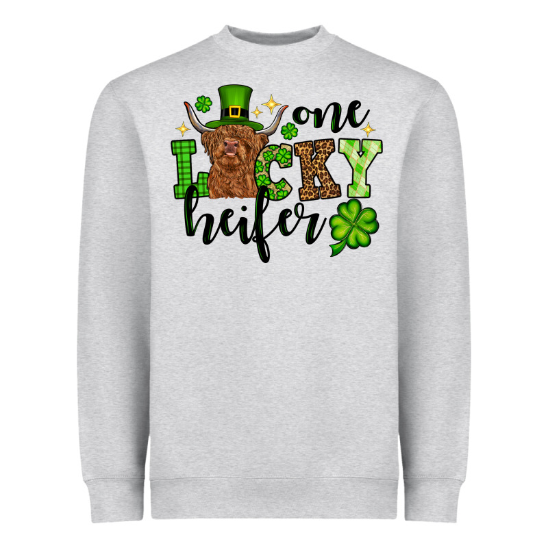 St. Patrick's Day One Lucky Heifer Heavyweight Sweatshirt by OliviaCreatesArt | Teevron