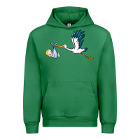 Emerald stork with baby boy Urban Hoodie - BarkalooDesign