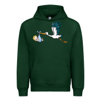 Forest Green stork with baby boy Urban Hoodie - BarkalooDesign