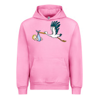 Fuchsia Pink stork with baby boy Urban Hoodie - BarkalooDesign