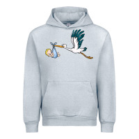 Heather Grey stork with baby boy Urban Hoodie - BarkalooDesign