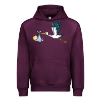 Mauve Wine stork with baby boy Urban Hoodie - BarkalooDesign
