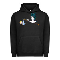Pigment Black stork with baby boy Urban Hoodie - BarkalooDesign